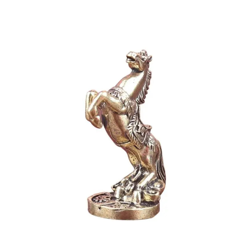 statue équestre bronze figurative détaillée traditionnelle asiatique dorée décoration maison
