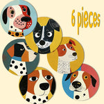 coasters animaux tête chien polka dots couleur moderne ensemble pièces