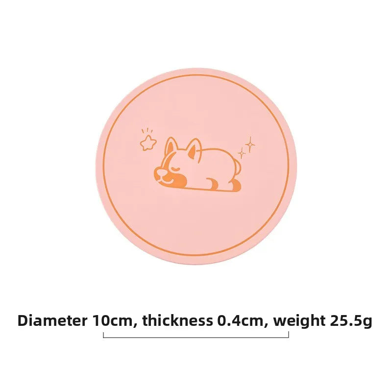 tapis isolant thermique silicone vert violet rose clair motif chien géométrique moderne respectueux environnement