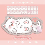 tapis souris chaton dessin animé orange blanc gris rose bleu motifs floraux poissons non