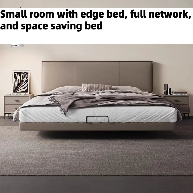 lit gris moderne matelas 180x200cm tête lit oreillers draps chambre coucher minimaliste