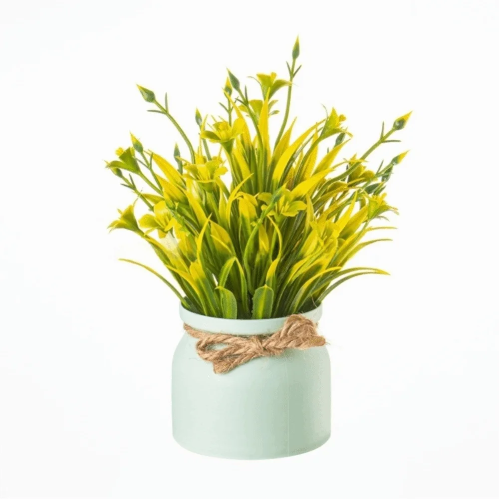 bouquet artificiel fleurs modernes ruban jute accroché extérieur exposition anniversaire orange blanc rose violet