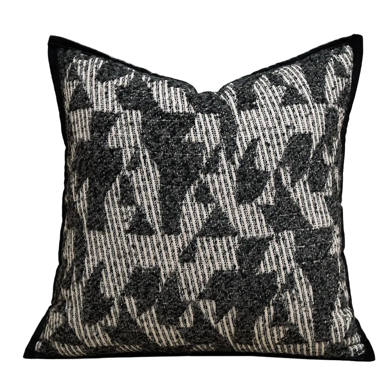 taies d'oreiller carrées rayées noires blanches modernes adhésives 45x45cm coton polyester