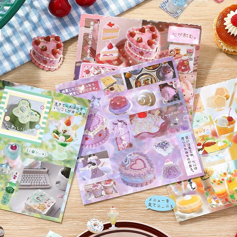 autocollants alimentaires kawaii gâteau pizza ramen fruits sac 30 pièces rose blanc vert rouge