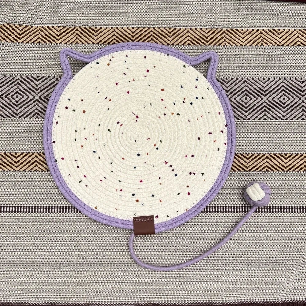 tapis chats blanc rouge rose jaune violet tissé points noirs moderne oreilles chat anneau