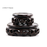 socle bois noir sculpté support présentation traditionnel vase décoration intérieure