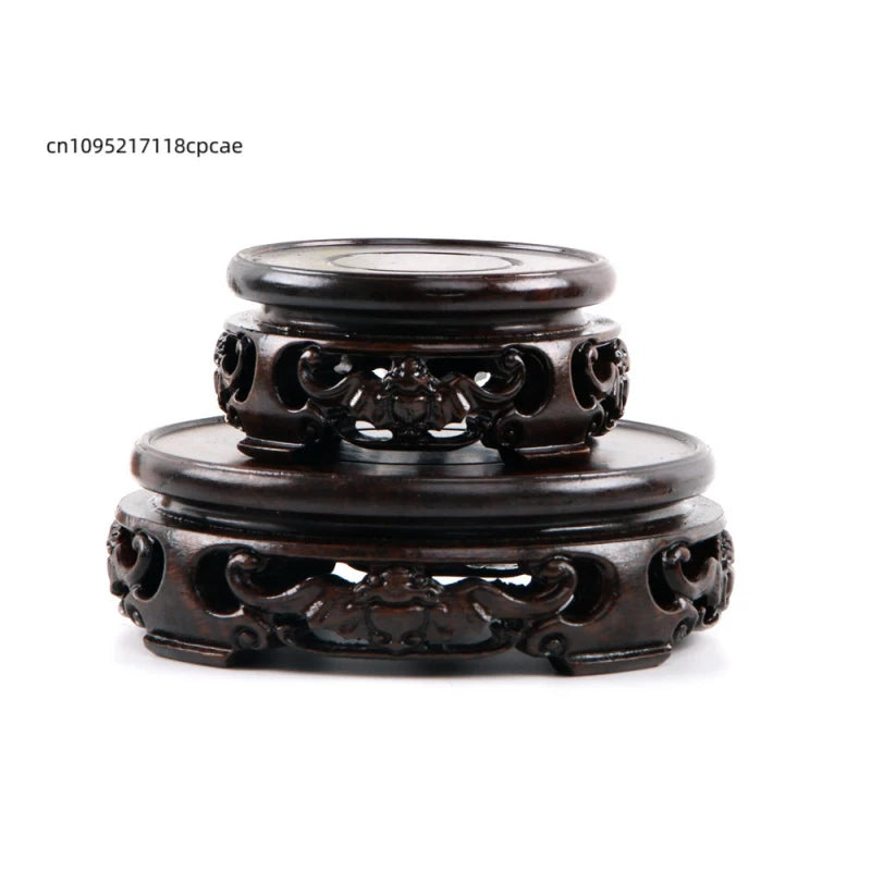 socle bois noir sculpté support présentation traditionnel vase décoration intérieure