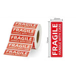 étiquettes fragile rouge blanche handle with care thank you classique opaques diverses tailles inclusées