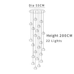 suspension lumineuse moderne transparente cristal ampoules led 200cm haute luminosité