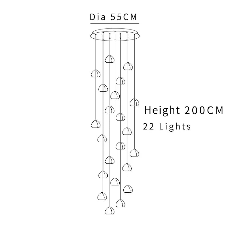 suspension lumineuse moderne transparente cristal ampoules led 200cm haute luminosité