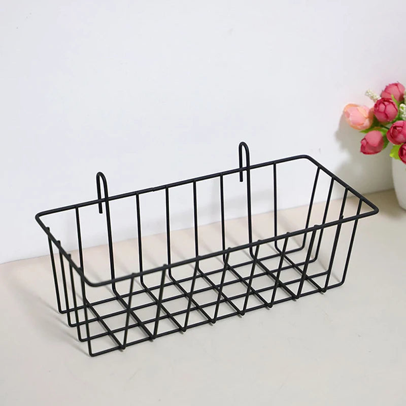 panier mural métal noir blanc maille moderne clips étagère suspendue rangement fleurs