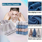 serviettes toilette coton polyester rayées gris clair bleu clair beige classiques 32x66cm pack
