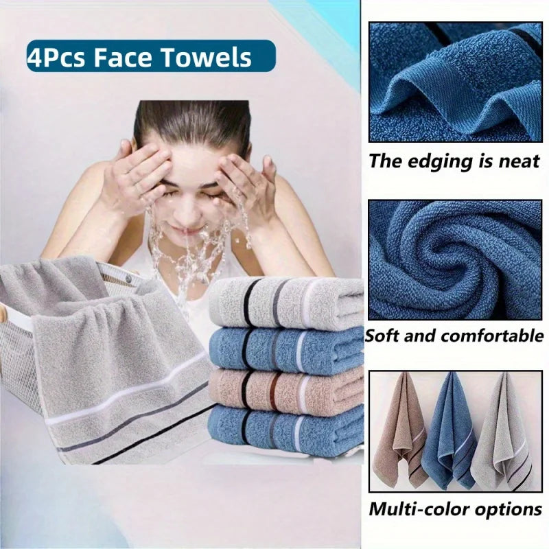 serviettes toilette coton polyester rayées gris clair bleu clair beige classiques 32x66cm pack