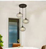 Suspension lumineuse moderne or noir lumières transparentes câbles suspendus chambre salon