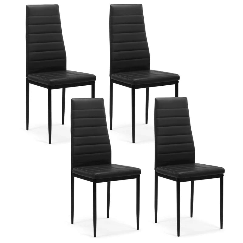 chaises manger cuir synthétique table verre moderne noir gris minimaliste