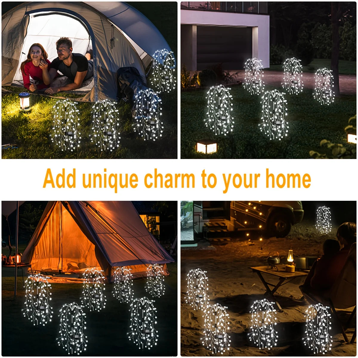 lampe jardin led solaire 120 led multicolore modes balancement deco moderneextérieur festive noël vacances