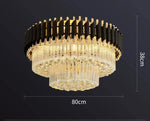 lustre contemporain noir doré cristal suspension salon élégante barres verticales pendants transparents