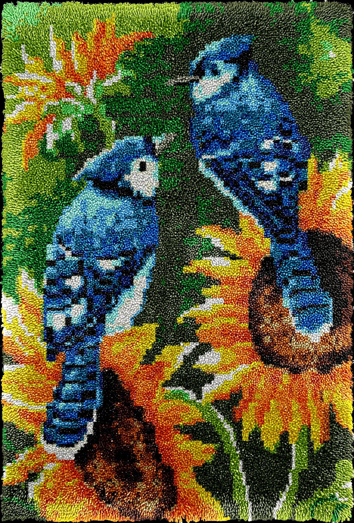 kit crochet laine coussin coeur tapis paysage décoration maison artisanale fait main multicolore
