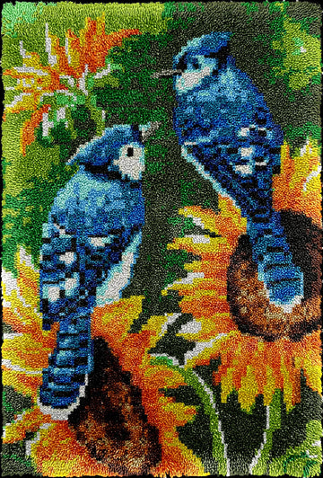 kit crochet laine coussin coeur tapis paysage décoration maison artisanale fait main multicolore