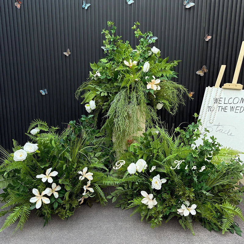 décoration maison naturelle composition florale artificielle feuilles fleurs vert blanc rose rustic styleextérieurintérieur
