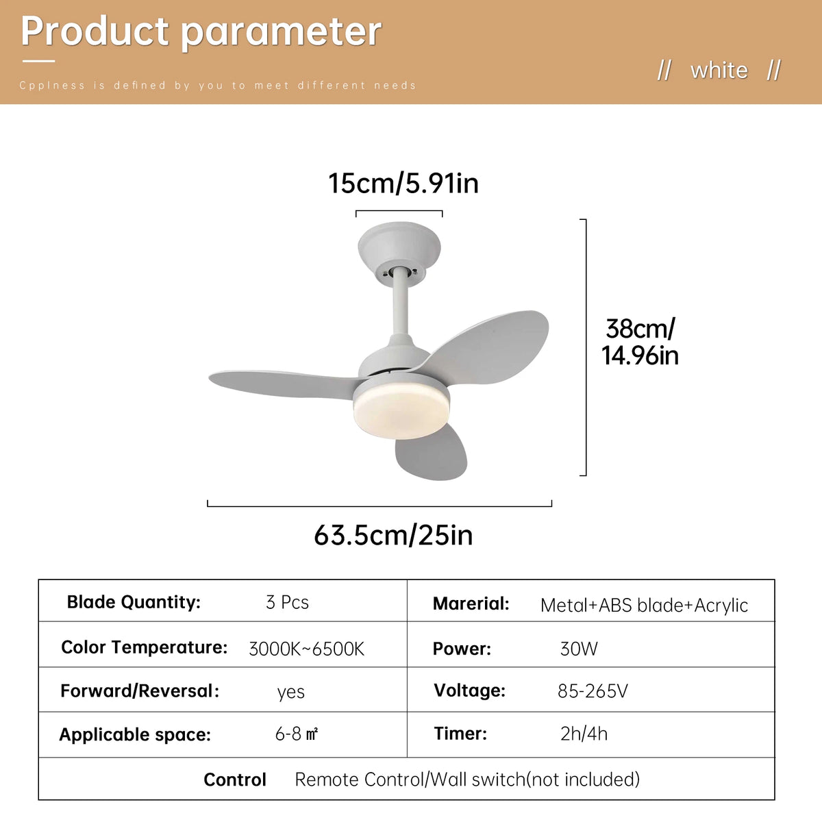 ventilateur led lumière télécommande blanc noir marron moderne traditionnelintérieurextérieur
