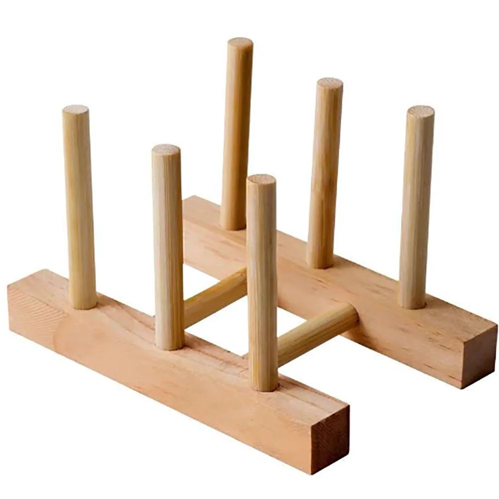 support assiettes bois naturel moderne drainage auto étagère cuisine rangement vaisselle