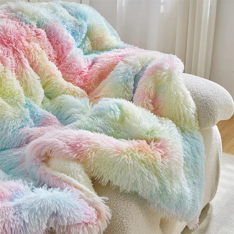 couverture multicolore rayée velours polyester douillet portable automne hiver hospitalière voyage