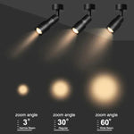 projecteur led spot aluminium moderne zoomable noir blanc réglable cuisine chambre