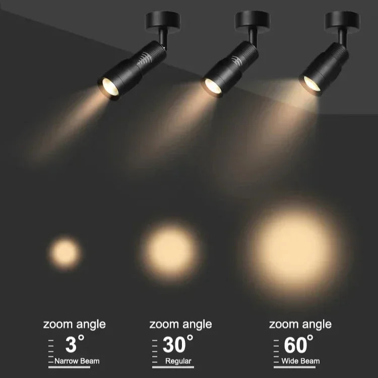projecteur led spot aluminium moderne zoomable noir blanc réglable cuisine chambre