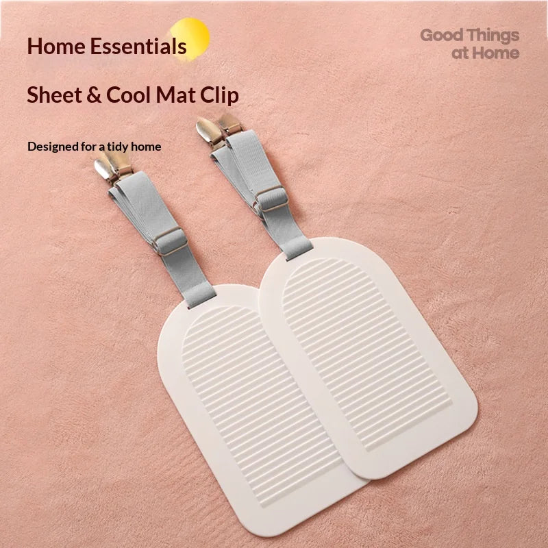 Support matelas blanc rayures clips métalliques moderne literie fixateur antidérapant abs