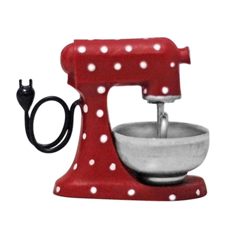 miniature robot cuisine rouge points blancs détails réalistes bol métallique câble noir