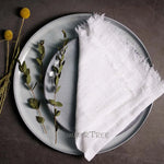 serviette table coton texture lin bords franges rustique décoration fête mariage maison