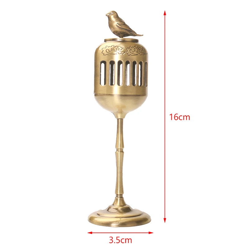 lampe huile bronze ornements floraux artisanale chaîne support traditionnelle métal