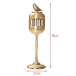 lampe huile bronze ornements floraux artisanale chaîne support traditionnelle métal