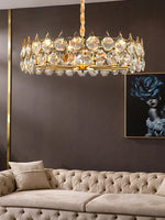 luminaire suspension cristal moderne luxe rond doré transparent salon salle manger chambre