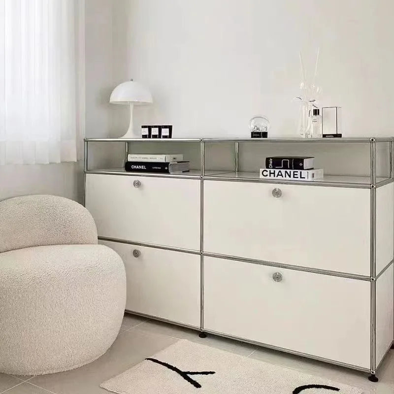 meuble tiroirs blanc moderne poignées multifonction salon chambre coucher