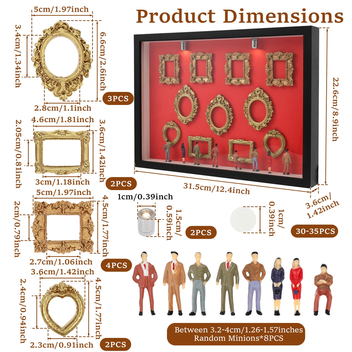 cadres photo miniatures ornementaux classiques statuettes clips lumineuses décoration intérieure vintage