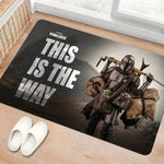 tapis sol antidérapant polyester Mandalorian noir gris entrée maison salle bain chambre moderne