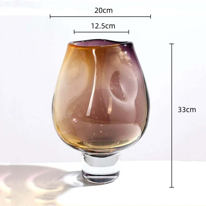 vase moderne marbré marron bleu base solide dégradé couleur décoration intérieure table fleurs opacité