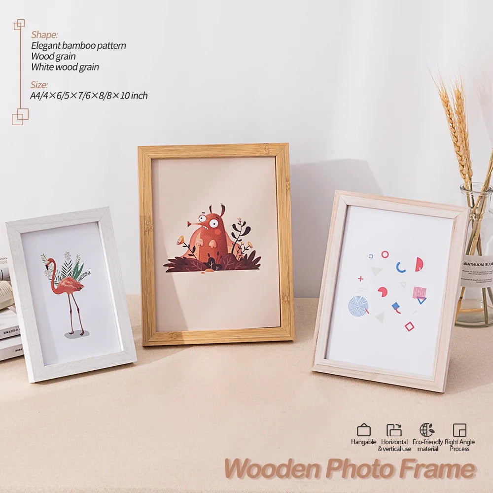 cadre photo bois clair moderne minimaliste verre transparent 10x15cm noir blanc
