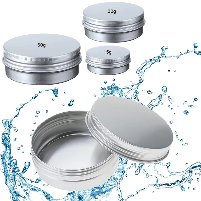 boîtes métalliques rondes argentées couvercle vis 5ml 10ml 15ml 20ml 30ml 40ml 50ml 60ml