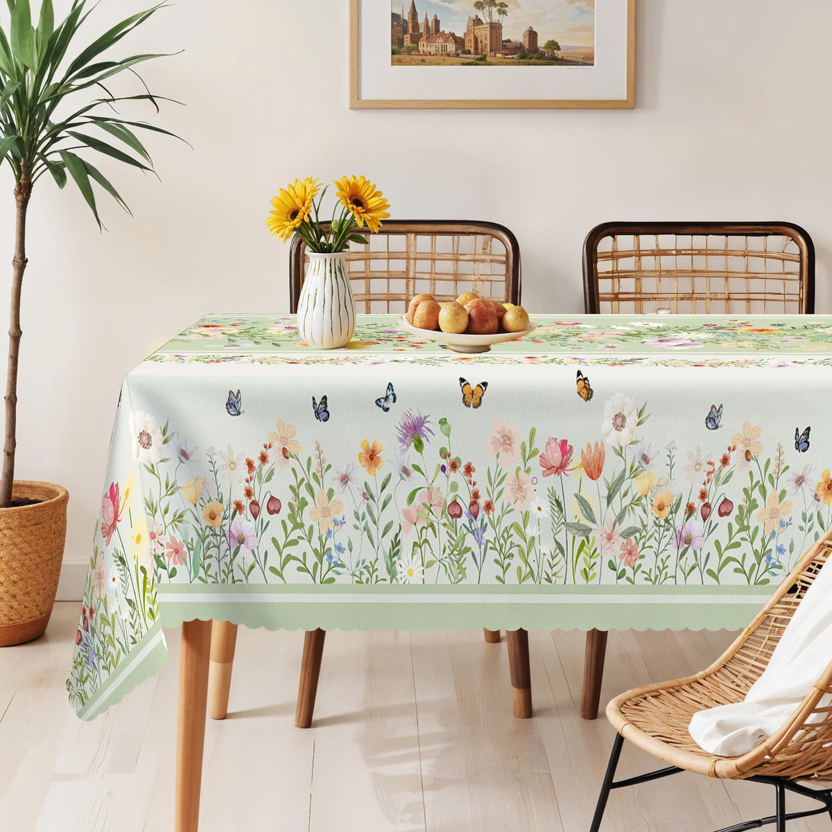 nappes imperméables fleur printemps motifs papillons tables extérieures fêtes mariages decoration verte