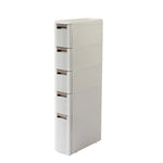 rangements salle bain meuble storage vertical cinq étages tiroirs amovible moderne lignes verticales opaque