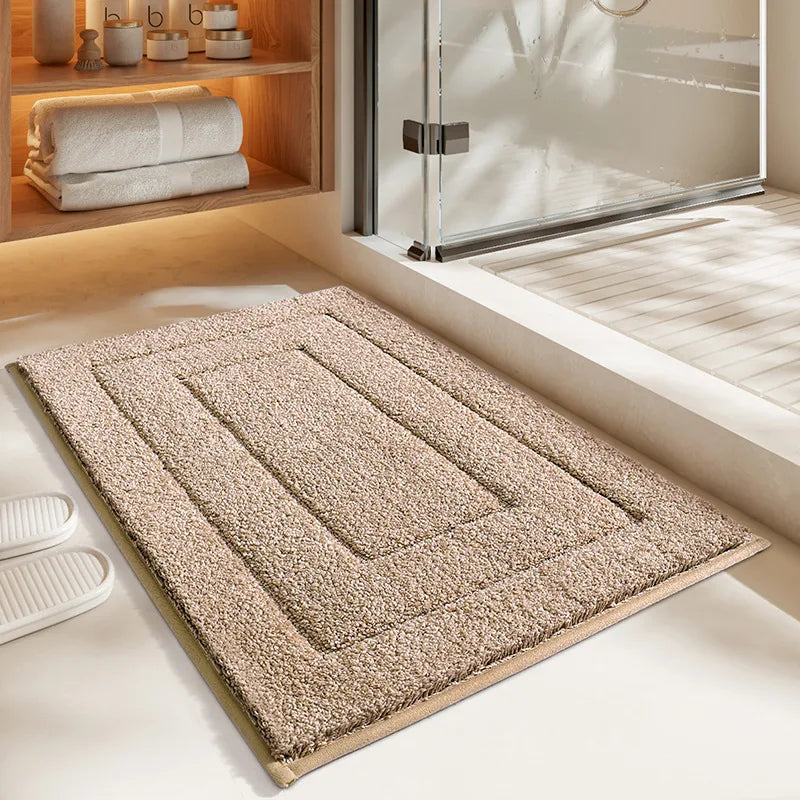 tapis bain microfibre beige blanc bleu marine gris doux rectangulaire absorbant antidérapant moderne