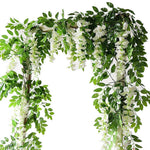 guirlande fleurs artificielles vigne glycine extérieur décoration mariage arches romantique pendantes blanc violet