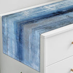 table chevet moderne chemin table lin bleu gris résistant l'usure antidérapant rustique assiettes tasses