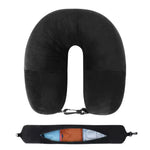 coussin voyage forme soie polyester velours noir confortable poche boucle ajustable