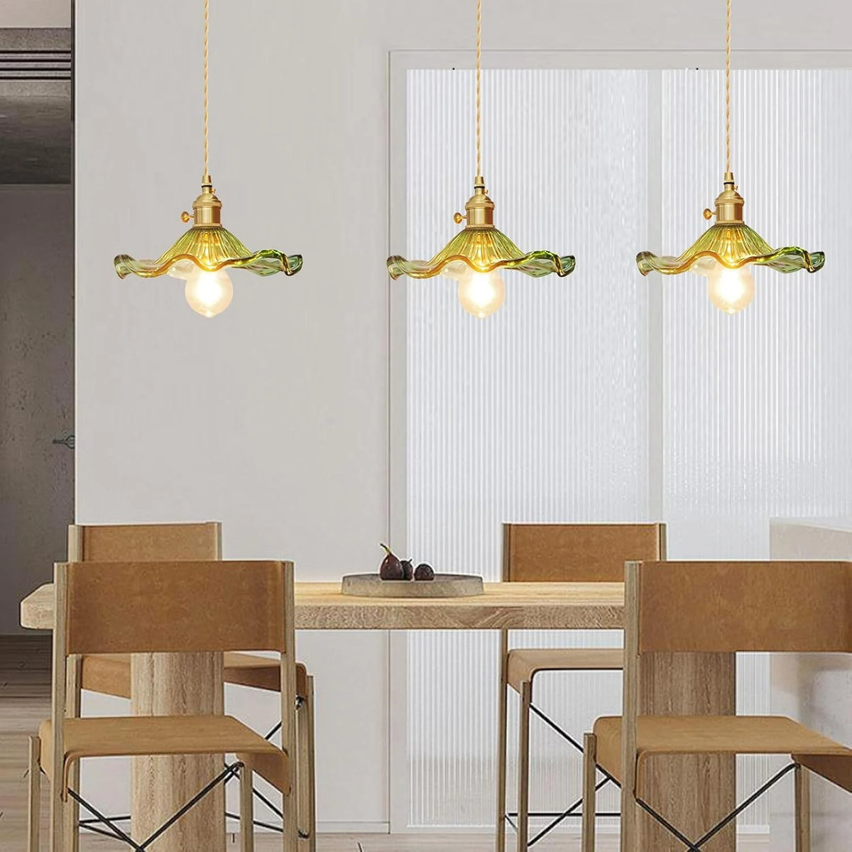 lustre suspendu vintage verre coloré tulipe filaments ampoule salon chambre