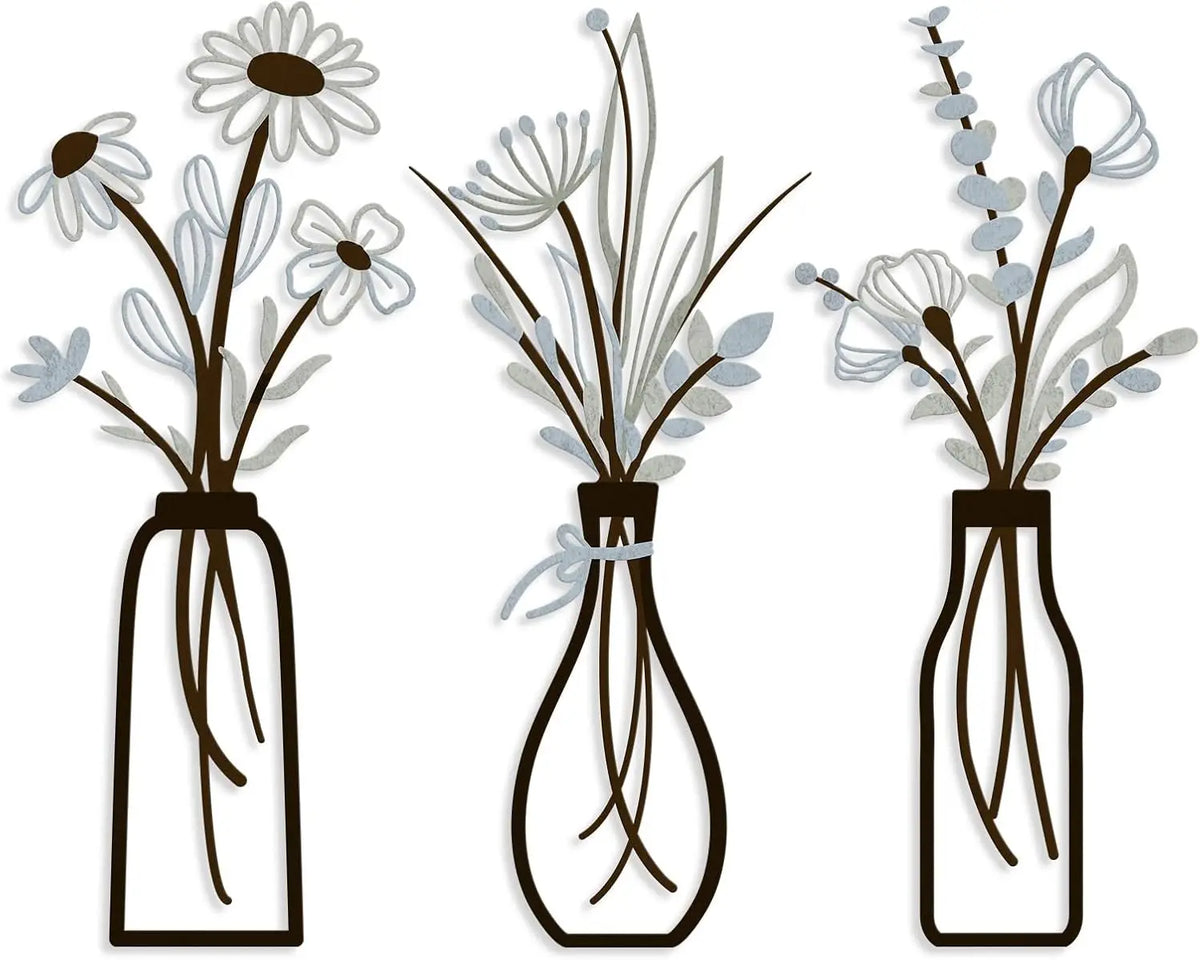 bouquet mural fleurs artificielles moderne minimaliste adhésif blanc beige marron
