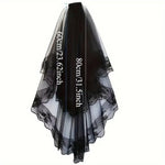 voile mariée dentelle noire blanche transparente classique élégante accessoire photo halloween fantôme double couche